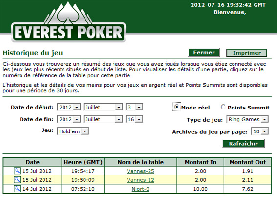 historique mains everest poker