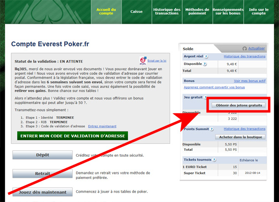 jetons gratuits everest poker