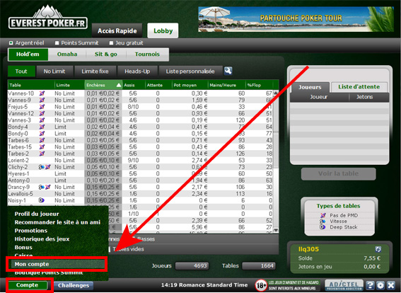 mon compte everest poker