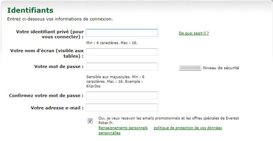 s'inscrire everest poker