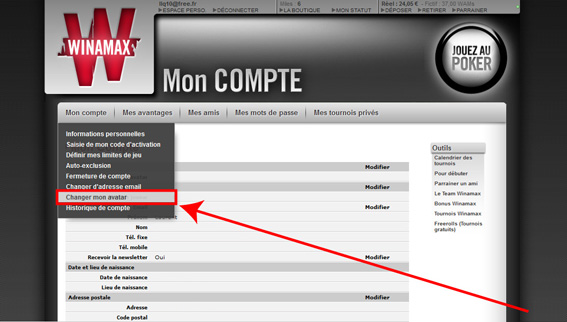 changer avatar winamax