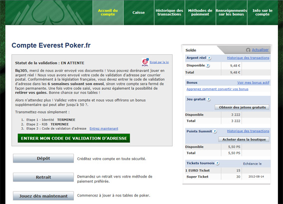 validation everest poker