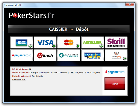 dépôt pokerstars